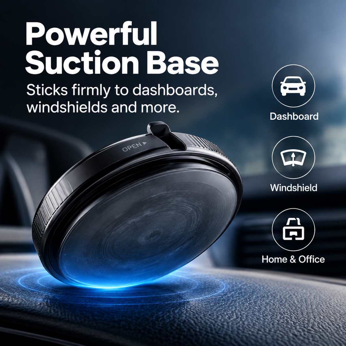 Vacuum Car Mobile Holder | Strong Grip & 360° Adjustable